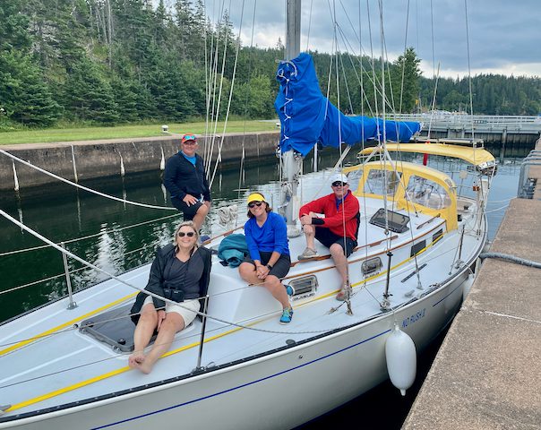Locking through St. Peter's Canal on sailboat, Bras d'Or Lake, Cape Breton, Nova Scotia
