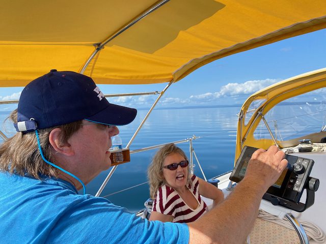 Try your hand at navigation on a sailboat in Bras d'Or Lake, Cape Breton Island, Nova Scotia.