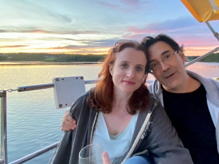 Romantic interlude on a private sunset sailing tour, Bras d'Or Lake, Cape Breton, Nova Scotia.